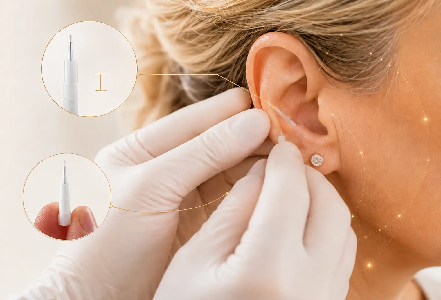 Colocación de un microimplante en el pabellón auricular